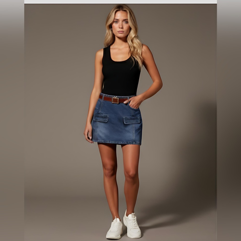 Short Denim Mini Skirt Dark Wash